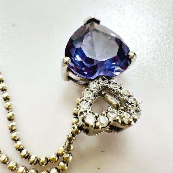2286-Dây chuyền nữ-Silver and Tanzanite gemstone heart cut necklace-Như mới7