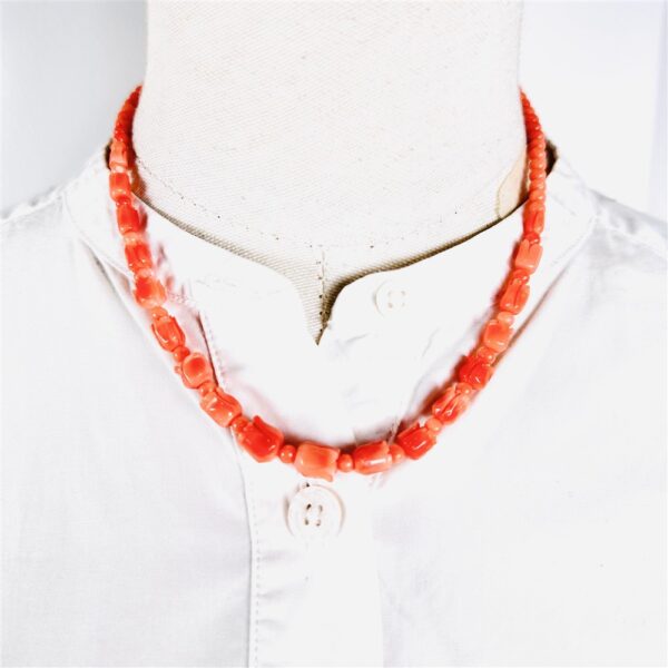 2280-Dây chuyền nữ-Carved angel skin orange coral rose buds beads necklace & gold clasp9