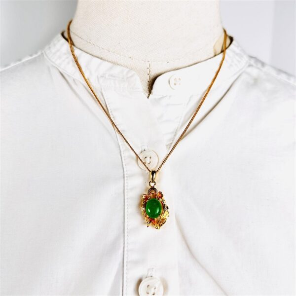 2303-Dây chuyền nữ-24K gold filled & Jadeite jade gemstone necklace2