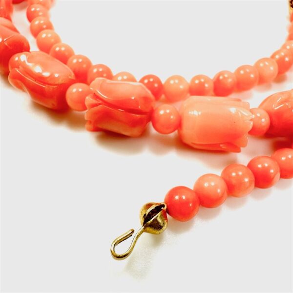 2280-Dây chuyền nữ-Carved angel skin orange coral rose buds beads necklace & gold clasp5