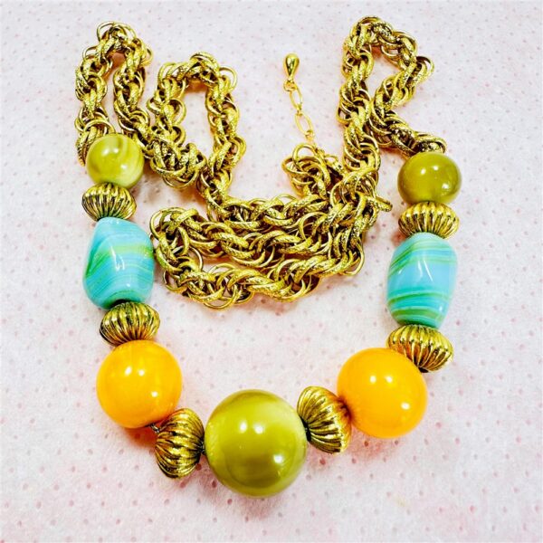 2288-Dây chuyền nữ-Gold plated & mixed gemstones long chunky necklace-Khá mới4