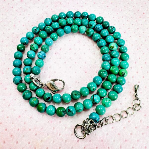 2291-Dây chuyền nữ-Turquoise bead necklace 4mm & silver 925 clasp4