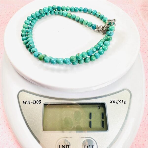 2291-Dây chuyền nữ-Turquoise bead necklace 4mm & silver 925 clasp9