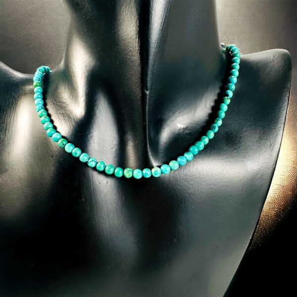 2291-Dây chuyền nữ-Turquoise bead necklace 4mm & silver 925 clasp1