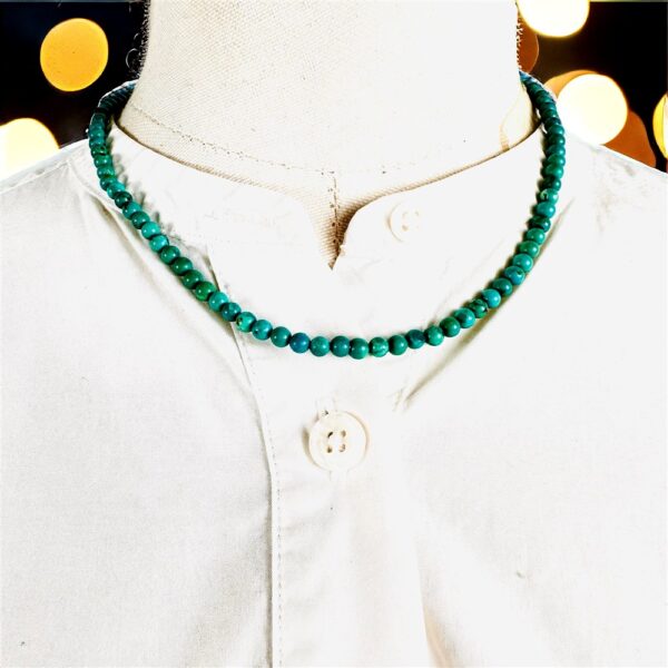 2291-Dây chuyền nữ-Turquoise bead necklace 4mm & silver 925 clasp2
