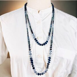 2289-Dây chuyền nữ-Swarovski blue crystal 2 strand necklace-Như mới