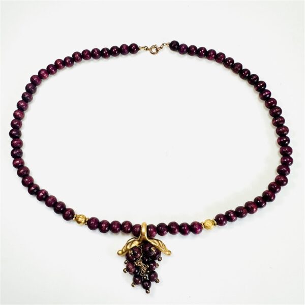 2302-Dây chuyền nữ-Wood grape pendant vintage necklace3