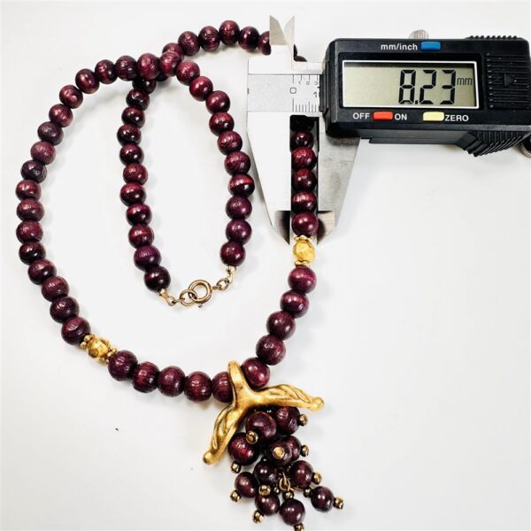 2302-Dây chuyền nữ-Wood grape pendant vintage necklace10