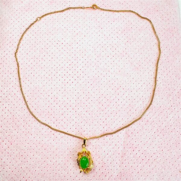2303-Dây chuyền nữ-24K gold filled & Jadeite jade gemstone necklace3