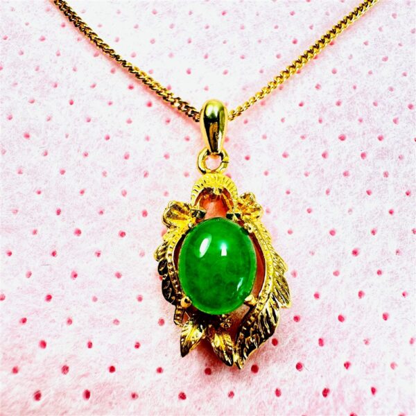 2303-Dây chuyền nữ-24K gold filled & Jadeite jade gemstone necklace4