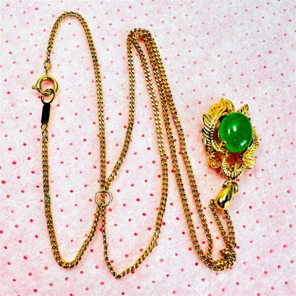 2303-Dây chuyền nữ-24K gold filled & Jadeite jade gemstone necklace13
