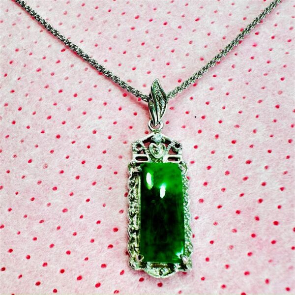 2304-Dây chuyền nữ-Silver color & Jadeite jade gemstone necklace2
