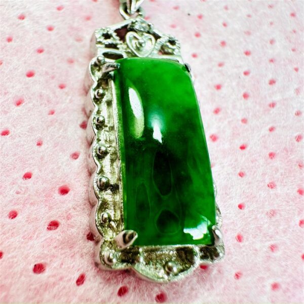 2304-Dây chuyền nữ-Silver color & Jadeite jade gemstone necklace5