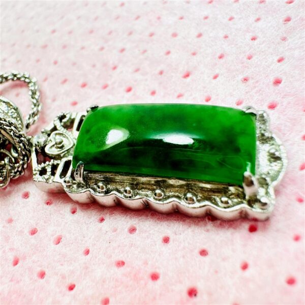 2304-Dây chuyền nữ-Silver color & Jadeite jade gemstone necklace6