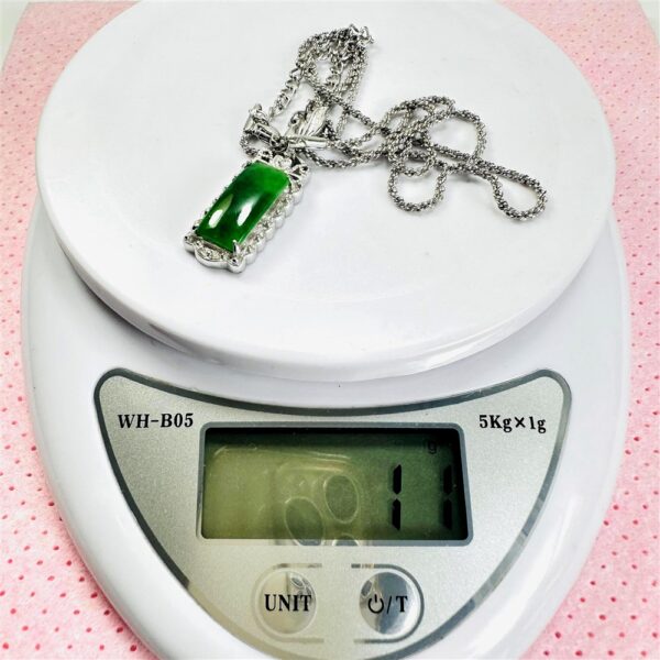 2304-Dây chuyền nữ-Silver color & Jadeite jade gemstone necklace12