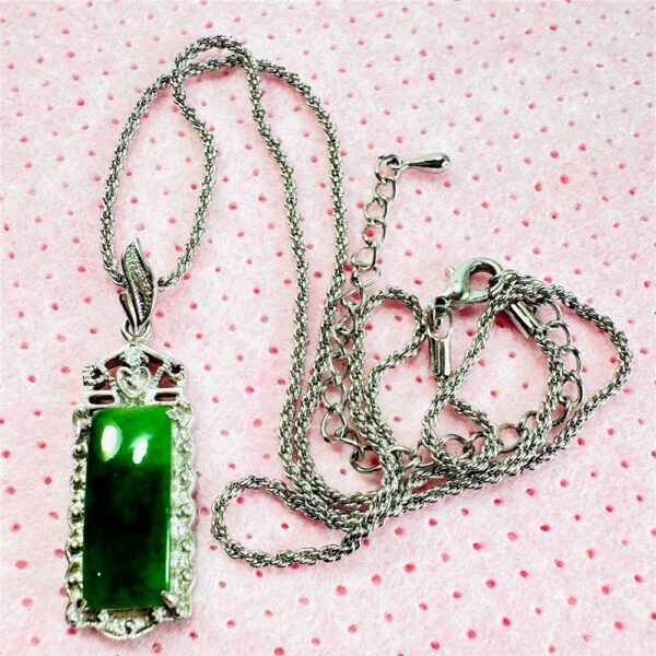 2304-Dây chuyền nữ-Silver color & Jadeite jade gemstone necklace4