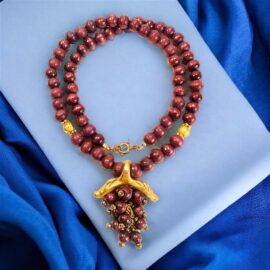2302-Dây chuyền nữ-Wood grape pendant vintage necklace