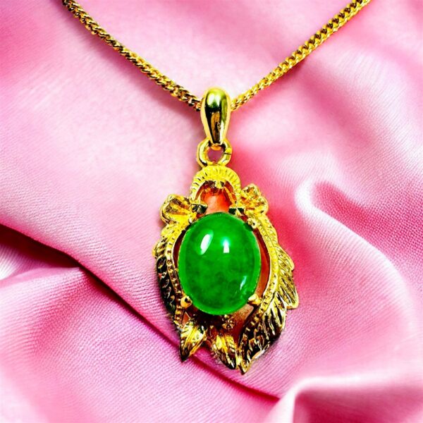 2303-Dây chuyền nữ-24K gold filled & Jadeite jade gemstone necklace0