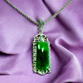 2304-Dây chuyền nữ-Silver color & Jadeite jade gemstone necklace
