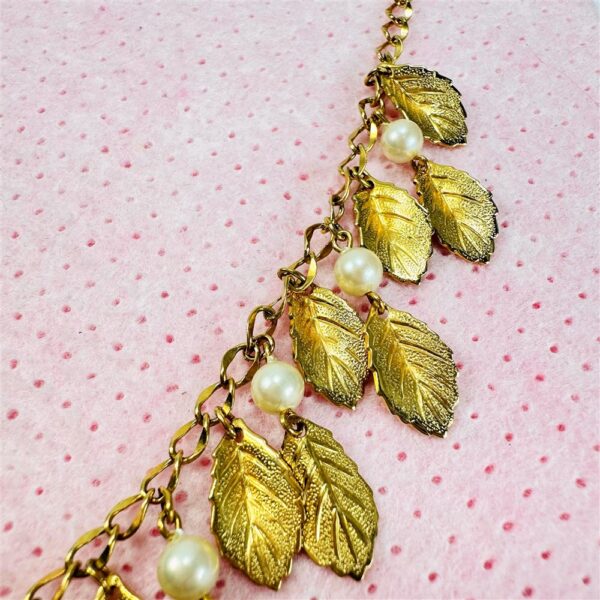 2300-Dây chuyền nữ-Gold color leaf & pearl necklace6