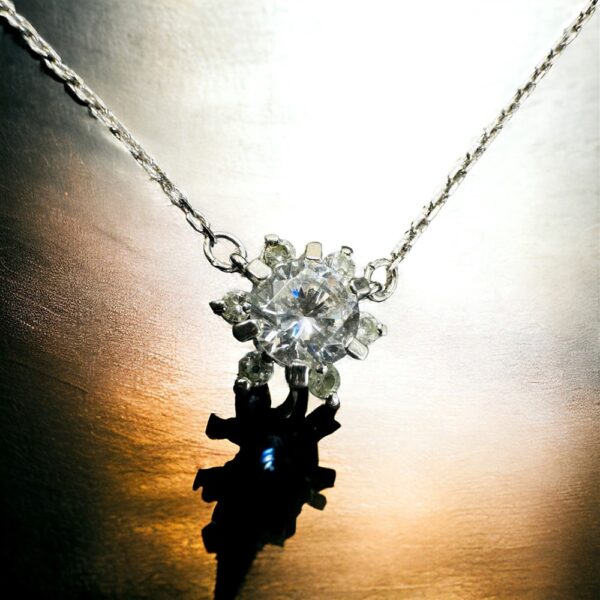2435-Dây chuyền nữ-Silver & CZ gemstone necklace-Khá mới0
