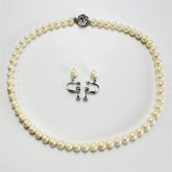 2438-Dây chuyền ngọc trai-Seawater pearl necklace & clip on Earrings-Như mới2