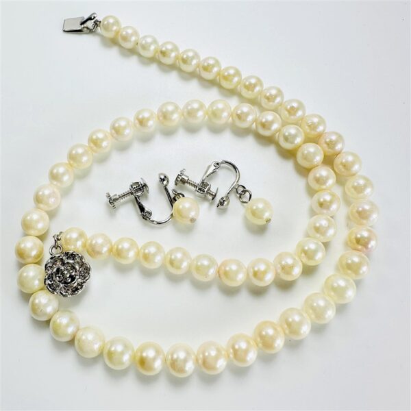 2438-Dây chuyền ngọc trai-Seawater pearl necklace & clip on Earrings-Như mới3