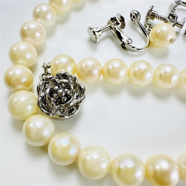 2438-Dây chuyền ngọc trai-Seawater pearl necklace & clip on Earrings-Như mới4