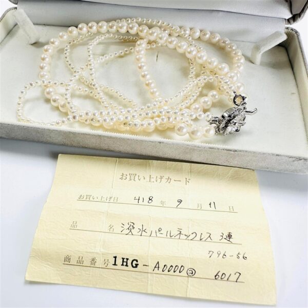 2437-Dây chuyền ngọc trai-Freshwater pearl 3 strand necklace-Như mới20