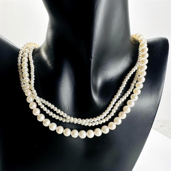 2437-Dây chuyền ngọc trai-Freshwater pearl 3 strand necklace-Như mới1
