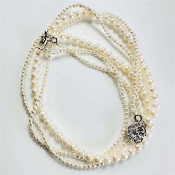 2437-Dây chuyền ngọc trai-Freshwater pearl 3 strand necklace-Như mới5