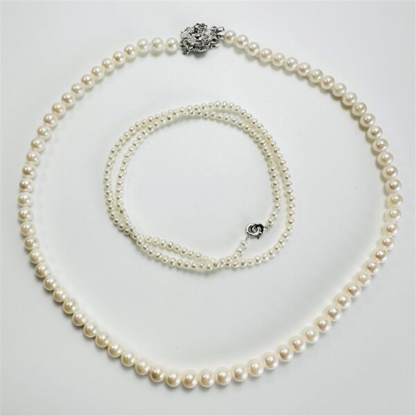 2437-Dây chuyền ngọc trai-Freshwater pearl 3 strand necklace-Như mới6
