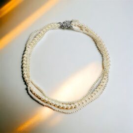 2437-Dây chuyền ngọc trai-Freshwater pearl 3 strand necklace-Như mới