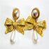 2406-Bông tai nữ-MONET Gold tone & faux pearl earrings-Khá mới/chưa sử dụng2