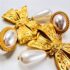 2406-Bông tai nữ-MONET Gold tone & faux pearl earrings-Khá mới/chưa sử dụng3