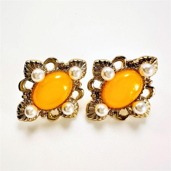 2410-Bông tai nữ-Gold color & faux gemstone clip on earrings-Mới/chưa sử dụng1