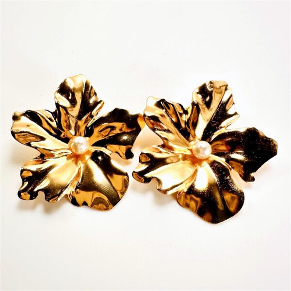 2412-Bông tai nữ-Gold color flower earrings-Mới/chưa sử dụng2