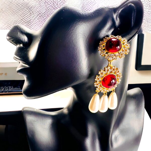 2416-Bông tai nữ-Gold color & faux gemstone earrings-Mới/chưa sử dụng1
