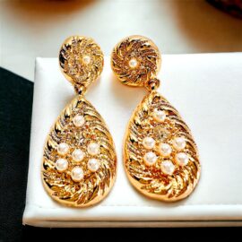 2424-Bông tai nữ-Gold color & faux pearl earrings-Mới/chưa sử dụng