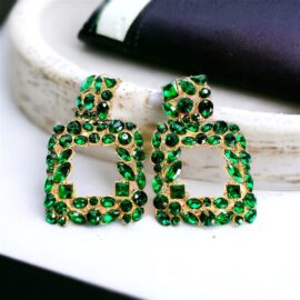2427-Bông tai nữ-Gold color & faux green gemstone earrings-Mới/chưa sử dụng