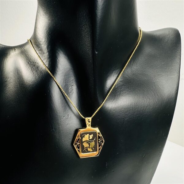 2324-Dây chuyền nữ-Gold color & gold leaf necklace-Như mới1