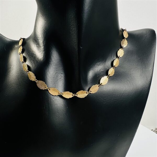 2326-Dây chuyền nữ-Gold color leaf necklace-Như mới1