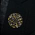 2345-Ghim cài áo-Gold tone & crystal round floral brooch-Như mới1