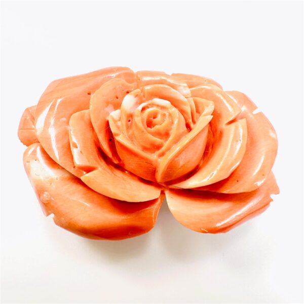 2346-Ghim cài áo/Mặt dây chuyền-Orange red coral rose carved brooch-Khá mới2