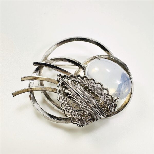 2351-Ghim cài áo-Silver color & faux gemstone vintage brooch-Đã sử dụng2