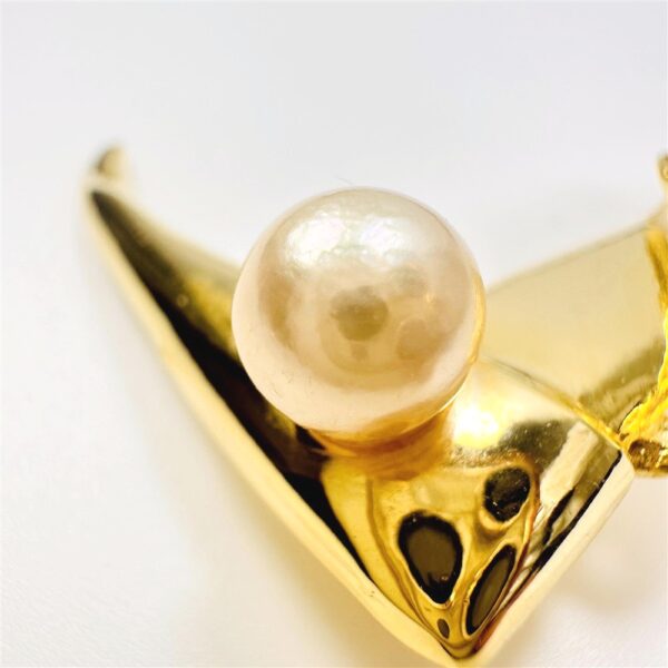 2365-Ghim cài áo-Gold color & seawater pearl brooch-Khá mới5