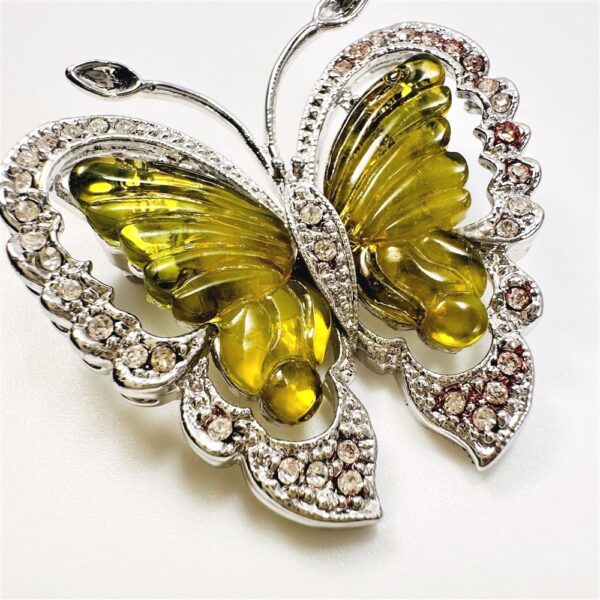 2361-Ghim cài áo-Silver color 1007 butterfly rhinestone brooch-Khá mới2