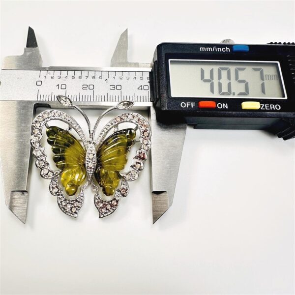 2361-Ghim cài áo-Silver color 1007 butterfly rhinestone brooch-Khá mới8