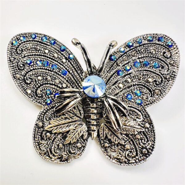 2362-Ghim cài áo-Silver color butterfly rhinestone brooch-Khá mới2