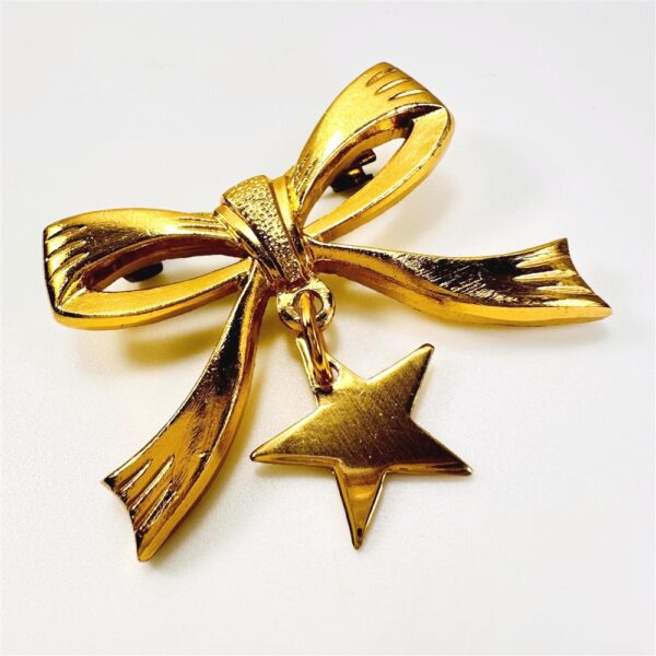 2372-Ghim cài áo-Bow gold color brooch-Khá mới3